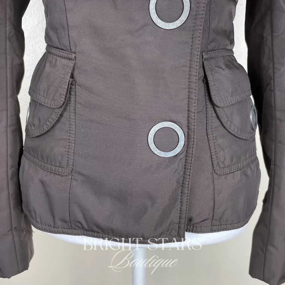 Rare Brown Jacket ASO Lorelai Gilmore Girls Moto Snap Button Casual Fall